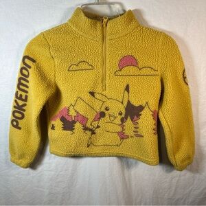 Pokemon Pikachu Youth Yellow Sweater Size MD 6/7 fleece